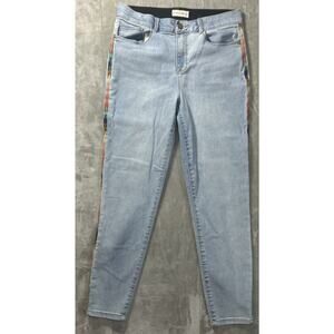 KNOX ROSE Jeans Womens Embroidered Boho Hippie Colorful Trim Straight Leg Sz 12